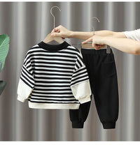 Load image into Gallery viewer, 2 Pieces Set Baby Kid Boys Striped Print Hoodies Swearshirts And Pants Wholesale 220929936
