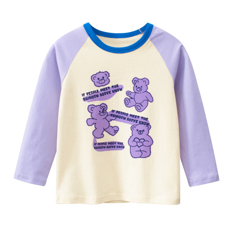 Baby Kid Girls Color-blocking Cartoon Print Tops Wholesale 220929939