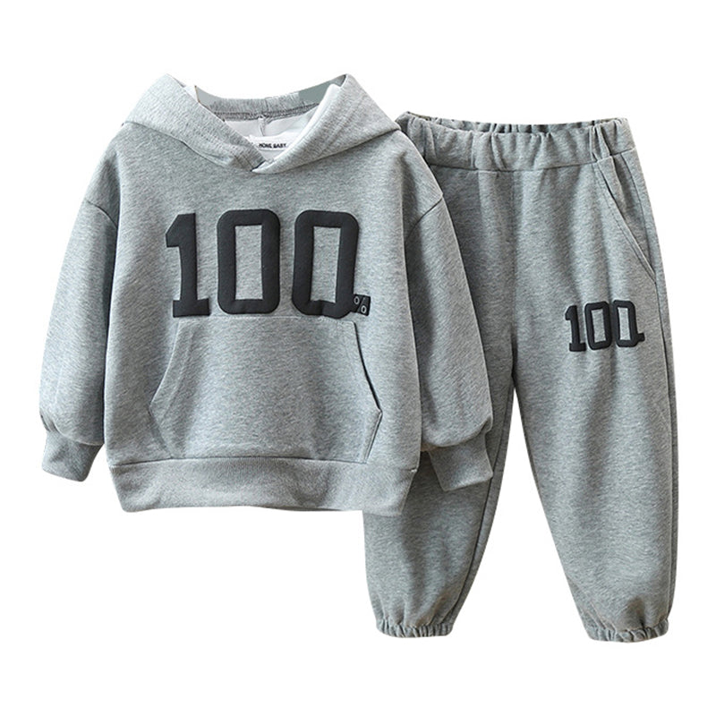 2 Pieces Set Baby Kid Unisex Solid Color Letters Hoodies Swearshirts And Pants Wholesale 220929954