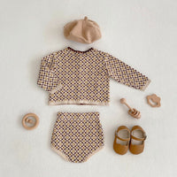 Load image into Gallery viewer, Baby Kid Girls Checked Crochet Cardigan Shorts Wholesale 220929961
