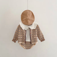 Load image into Gallery viewer, Baby Kid Girls Checked Crochet Cardigan Shorts Wholesale 220929961
