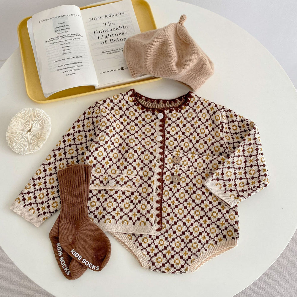 Baby Kid Girls Checked Crochet Cardigan Shorts Wholesale 220929961