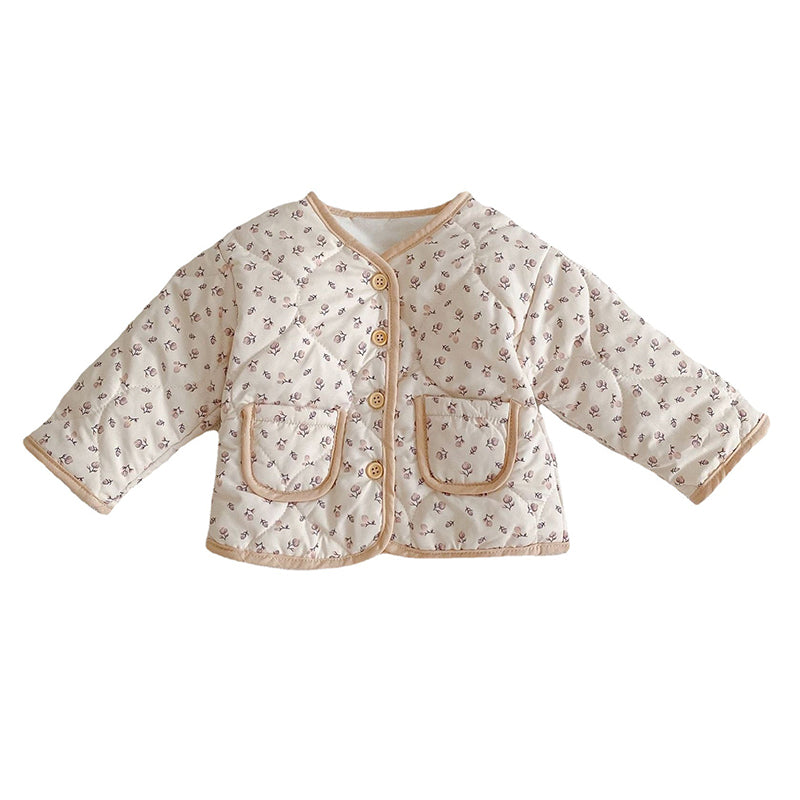 Baby Girls Flower Print Jackets Outwears Wholesale 220929968