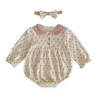 Load image into Gallery viewer, Baby Girls Flower Lace Print Rompers Wholesale 220929970
