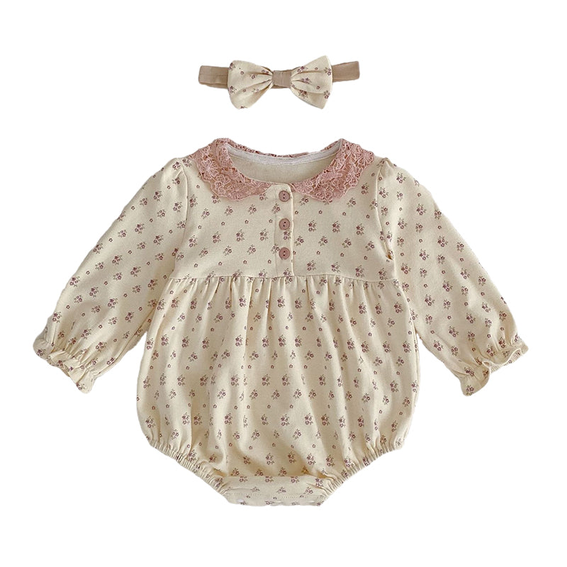 Baby Girls Flower Lace Print Rompers Wholesale 220929970