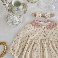 Load image into Gallery viewer, Baby Girls Flower Lace Print Rompers Wholesale 220929970
