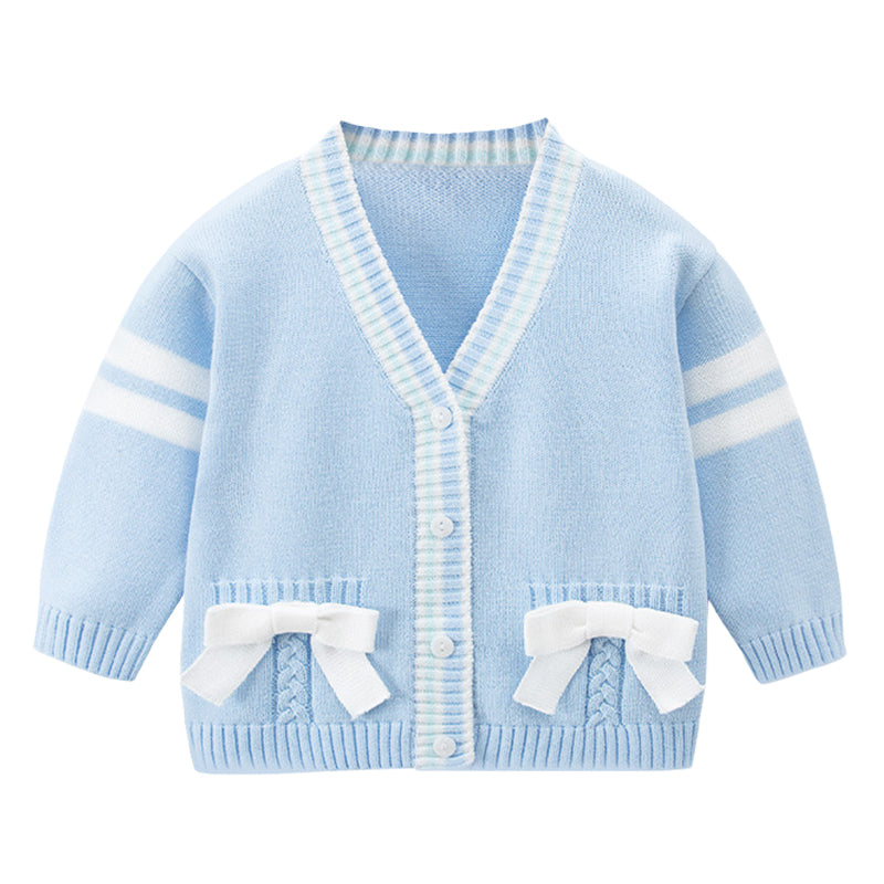 Baby Kid Girls Striped Bow Cardigan Knitwear Wholesale 221010118