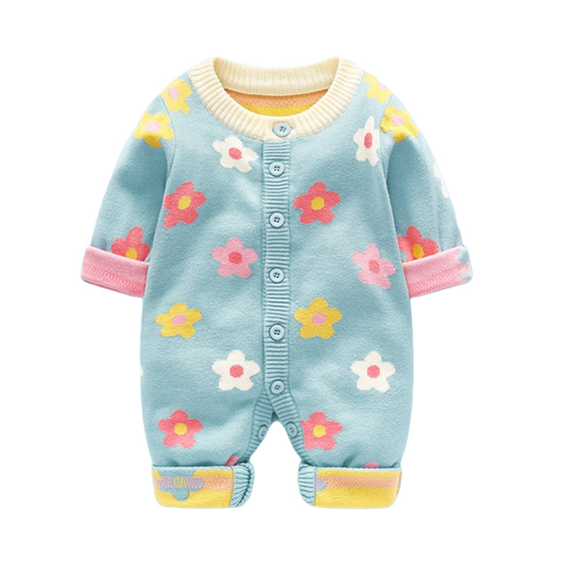 Baby Girls Flower Crochet Knitwear Jumpsuits Wholesale 221010125