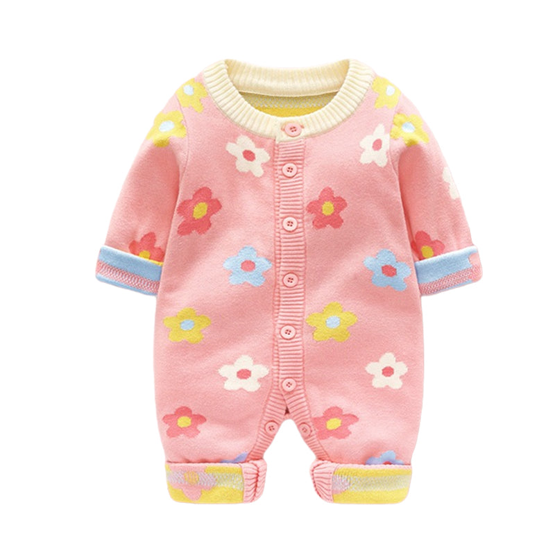 Baby Girls Flower Crochet Knitwear Jumpsuits Wholesale 221010125