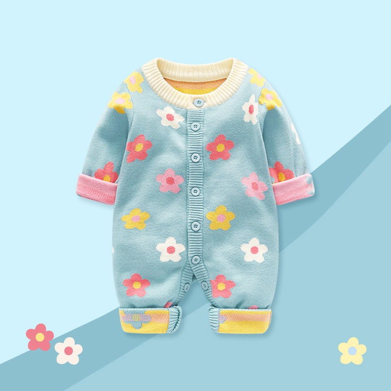 Baby Girls Flower Crochet Knitwear Jumpsuits Wholesale 221010125
