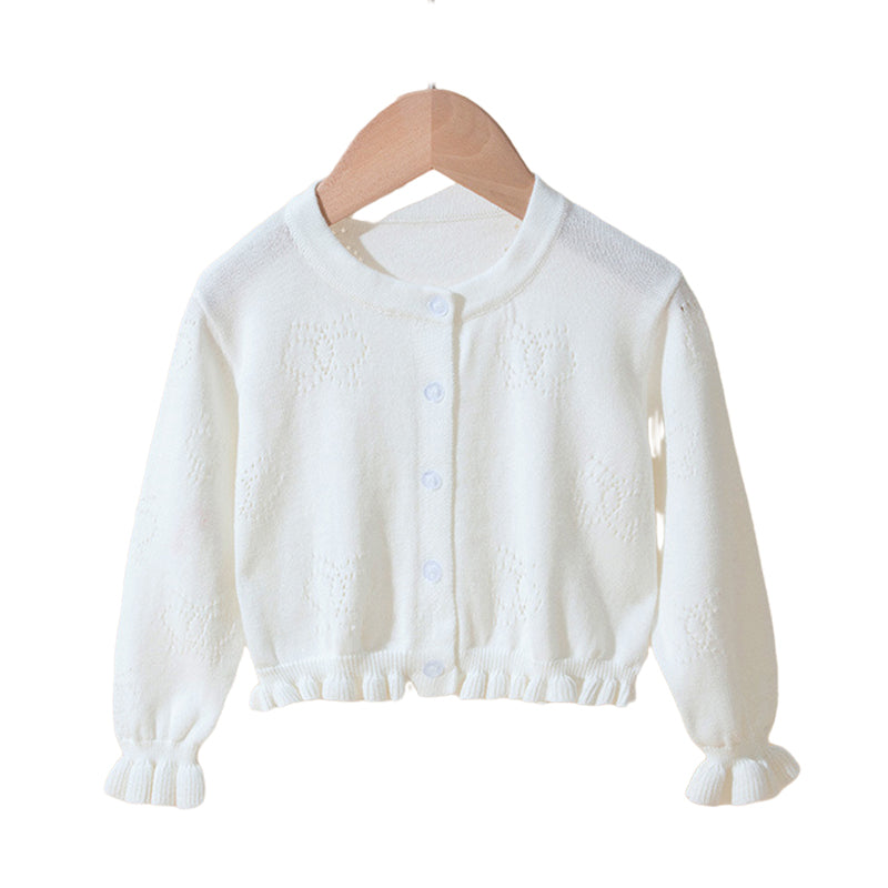 Baby Kid Girls Solid Color Cardigan Knitwear Wholesale 221010129
