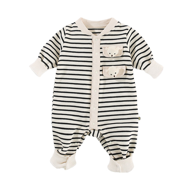 Baby Boys Striped Animals Jumpsuits Wholesale 221010134