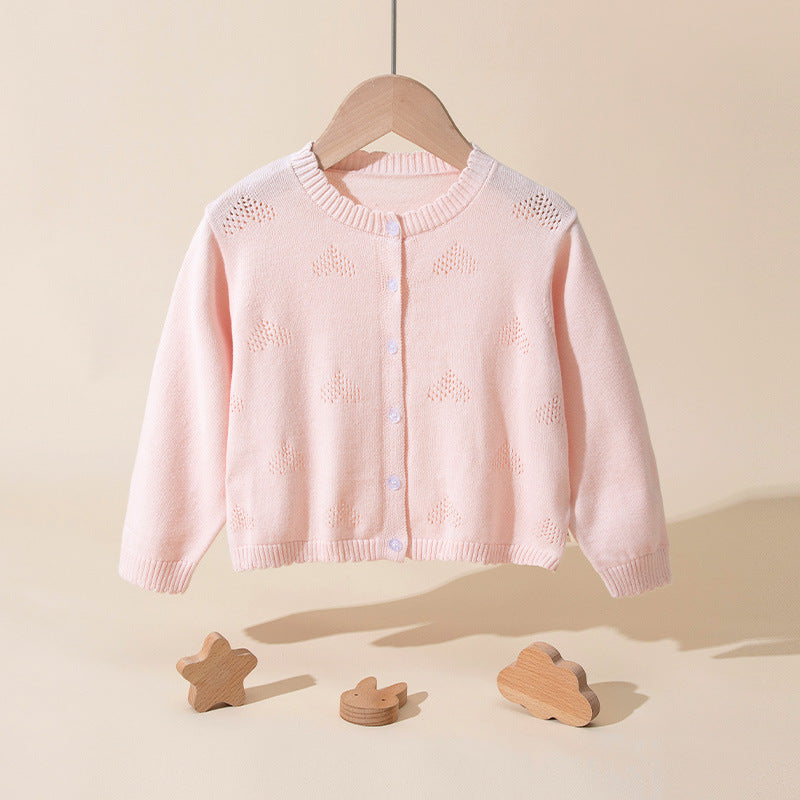 Baby Kid Girls Solid Color Cardigan Knitwear Wholesale 221010138