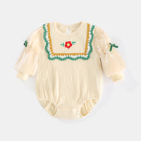 Load image into Gallery viewer, Baby Girls Color-blocking Embroidered Rompers Wholesale 221010141
