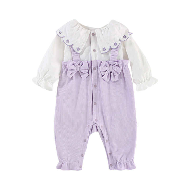 Baby Girls Flower Bow Embroidered Jumpsuits Wholesale 221010145