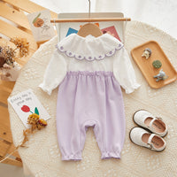 Load image into Gallery viewer, Baby Girls Flower Bow Embroidered Jumpsuits Wholesale 221010145

