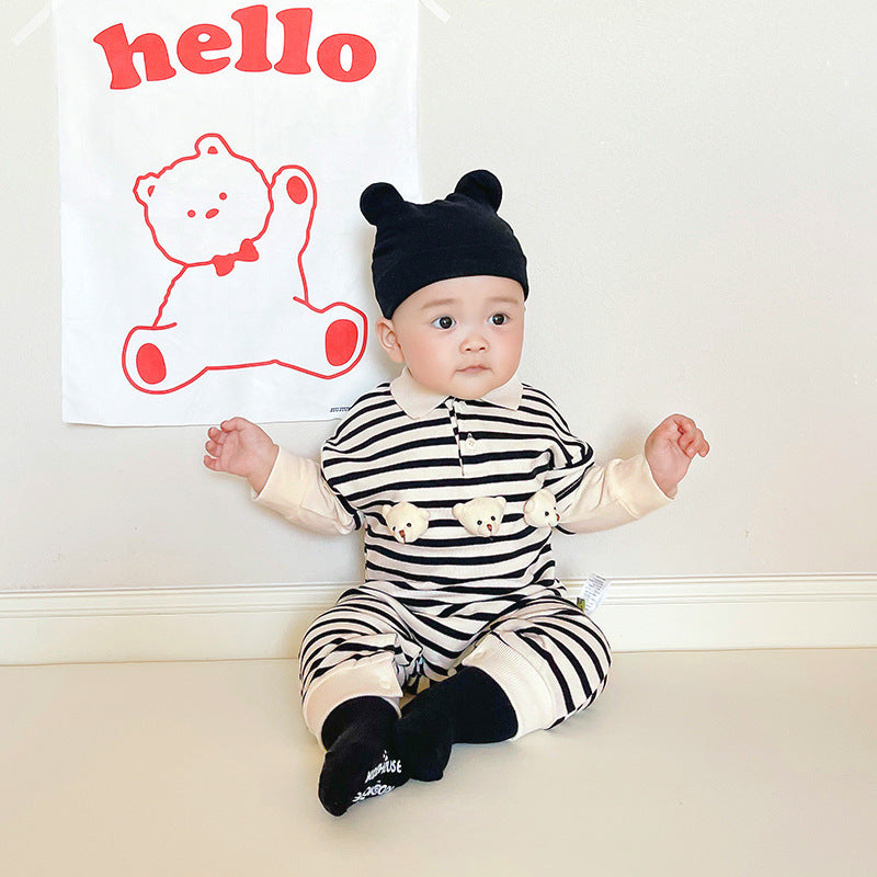 Baby Unisex Striped Cartoon Jumpsuits Wholesale 221010178