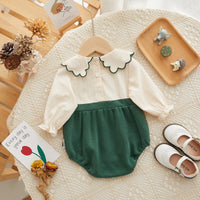 Load image into Gallery viewer, Baby Unisex Color-blocking Flower Embroidered Rompers Wholesale 221010180
