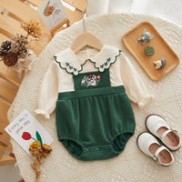 Load image into Gallery viewer, Baby Unisex Color-blocking Flower Embroidered Rompers Wholesale 221010180
