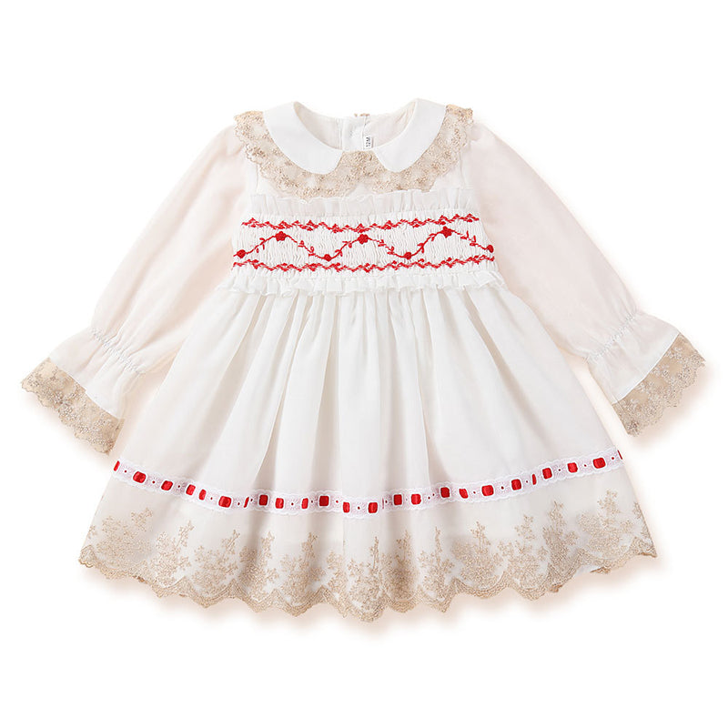 Baby Kid Girls Bow Lace Embroidered Dresses Wholesale 221010181