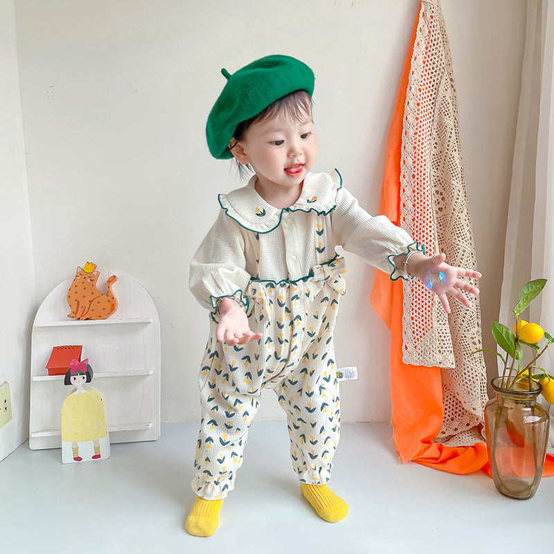 Baby Girls Flower Jumpsuits Wholesale 221010219