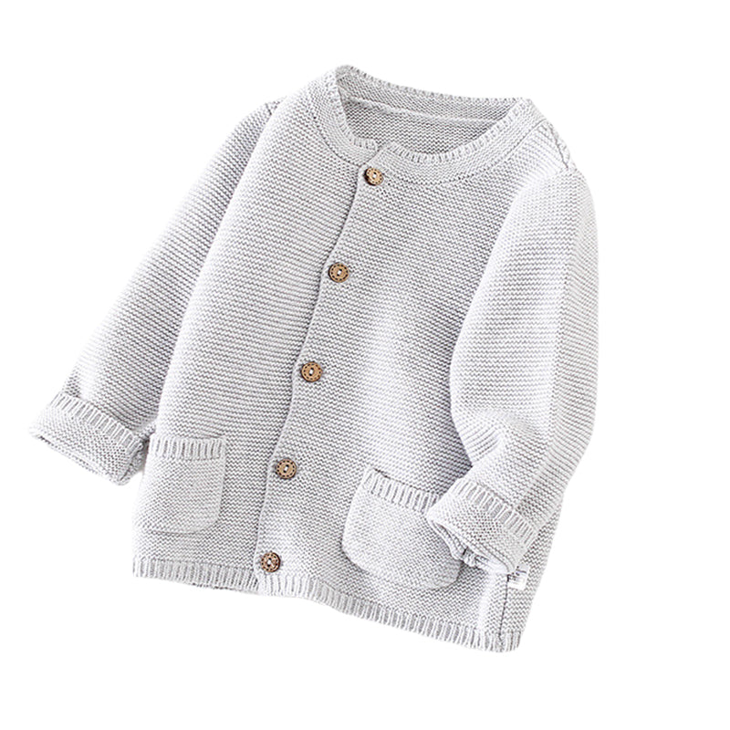 Baby Girls Solid Color Cardigan Knitwear Wholesale 22101024