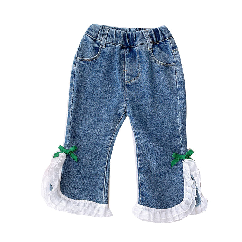 Baby Kid Girls Bow Lace Jeans Wholesale 221010250