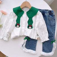Load image into Gallery viewer, Baby Kid Girls Bow Lace Jeans Wholesale 221010250
