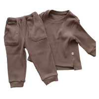 Load image into Gallery viewer, 2 Pieces Set Baby Kid Unisex Solid Color Tops And Pants Wholesale 221010255
