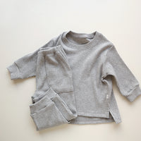 Load image into Gallery viewer, 2 Pieces Set Baby Kid Unisex Solid Color Tops And Pants Wholesale 221010255
