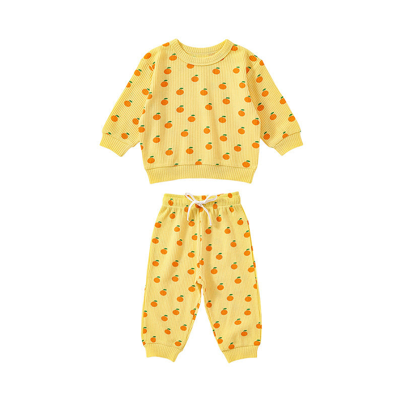 2 Pieces Set Baby Kid Unisex Fruit Print Tops And Ribbon Pants Wholesale 221010275