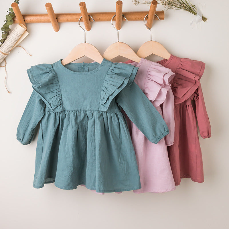 Baby Kid Girls Solid Color Dresses Wholesale 221010278