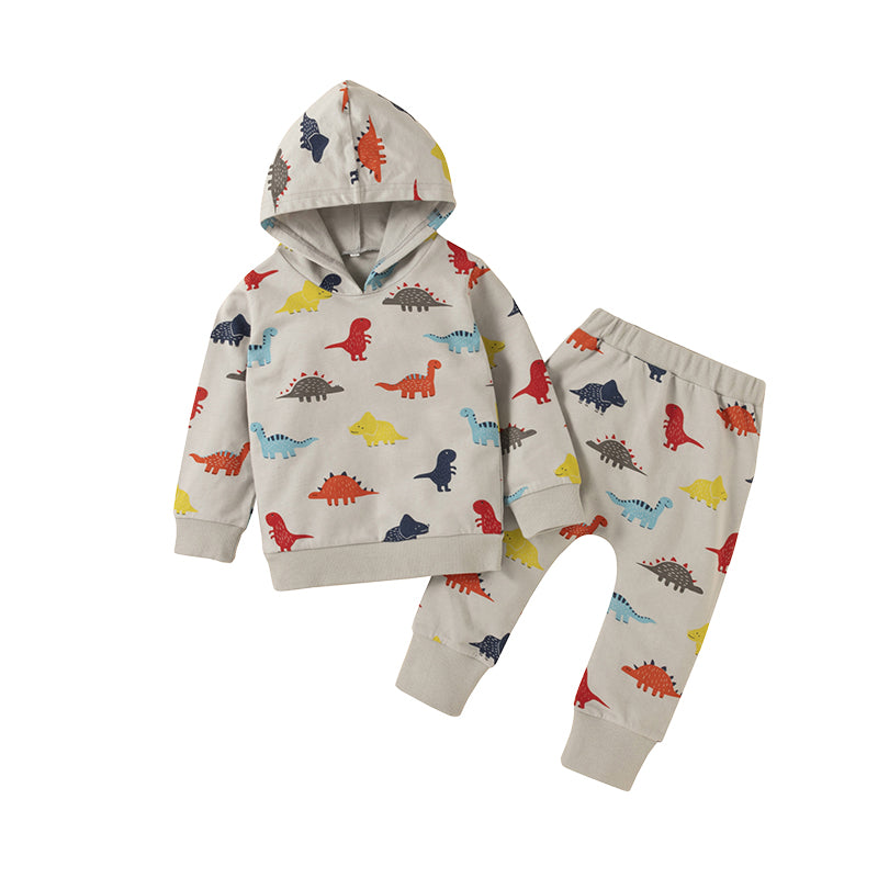 2 Pieces Set Baby Unisex Letters Print Hoodies Swearshirts And Dinosaur Pants Wholesale 22101031