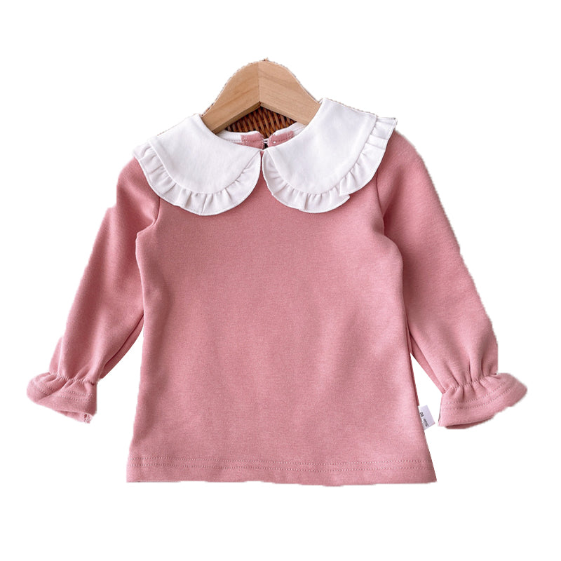 Baby Kid Girls Solid Color Tops Wholesale 221010325