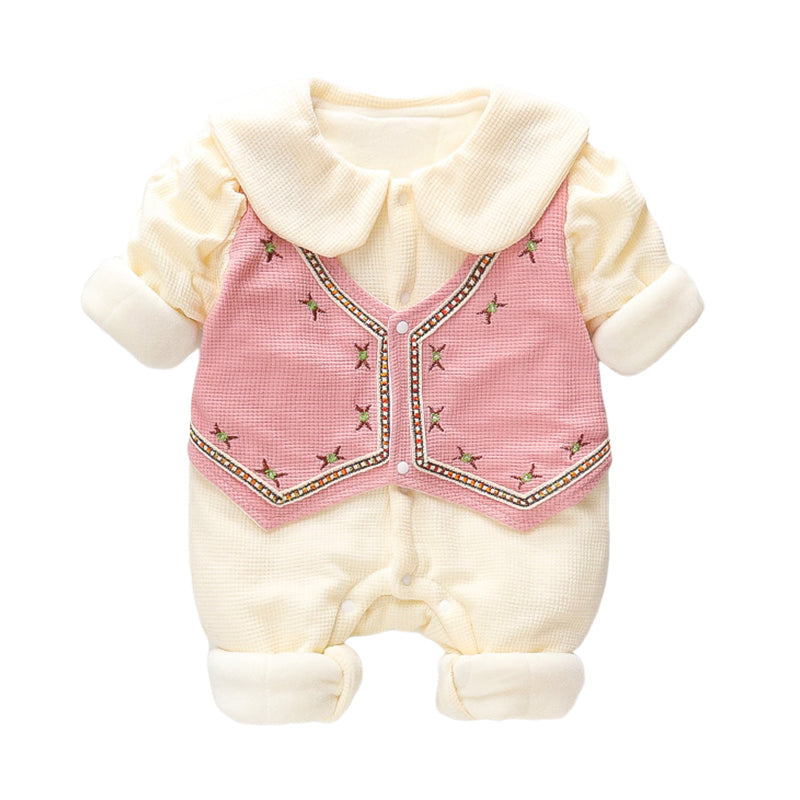 Baby Girls Embroidered Jumpsuits Wholesale 221010329