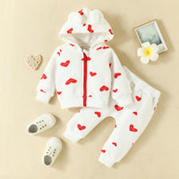 Load image into Gallery viewer, 2 Pieces Set Baby Girls Letters Fruit Love heart Print Jackets Outwears And Pants Wholesale 221010334
