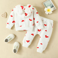 Load image into Gallery viewer, 2 Pieces Set Baby Girls Letters Fruit Love heart Print Jackets Outwears And Pants Wholesale 221010334
