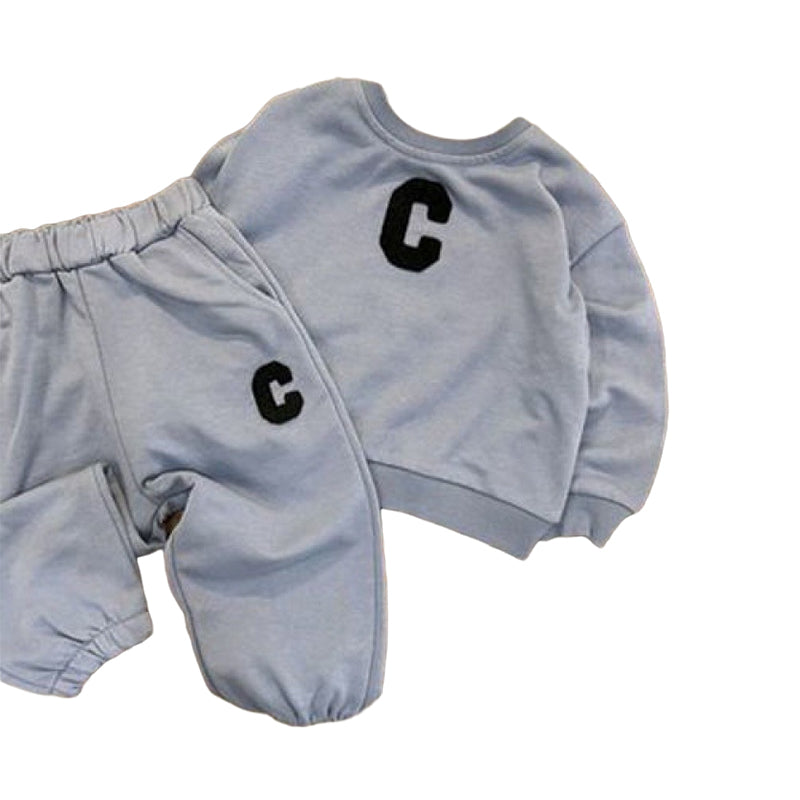 2 Pieces Set Kid Unisex Alphabet Hoodies Swearshirts And Pants Wholesale 221010368
