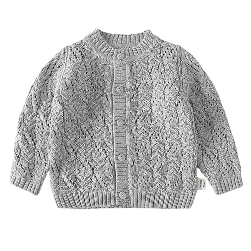 Baby Kid Unisex Solid Color Crochet Cardigan Knitwear Wholesale 22101050