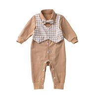 Load image into Gallery viewer, Baby Unisex Checked Bow Birthday Party Jumpsuits Wholesale 22101079
