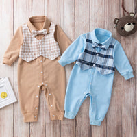 Load image into Gallery viewer, Baby Unisex Checked Bow Birthday Party Jumpsuits Wholesale 22101079
