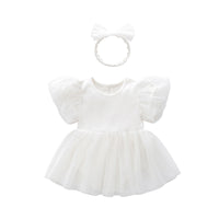Load image into Gallery viewer, Baby Girls Solid Color Bow Lace Dresses Rompers Wholesale 221010794
