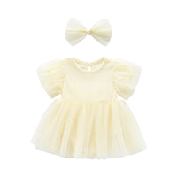 Load image into Gallery viewer, Baby Girls Solid Color Bow Lace Dresses Rompers Wholesale 221010794

