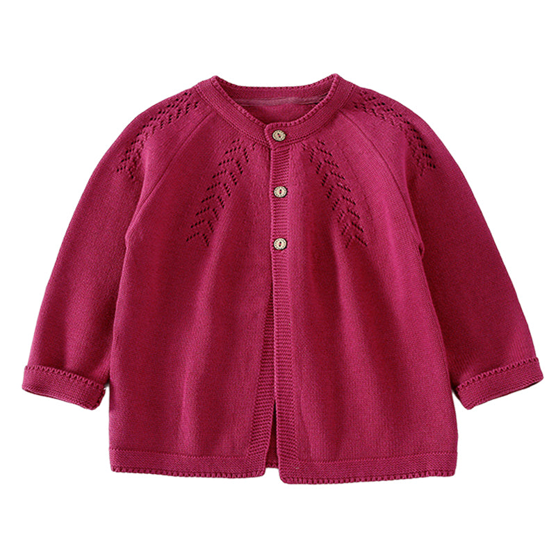 Baby Kid Girls Solid Color Crochet Cardigan Wholesale 22101092