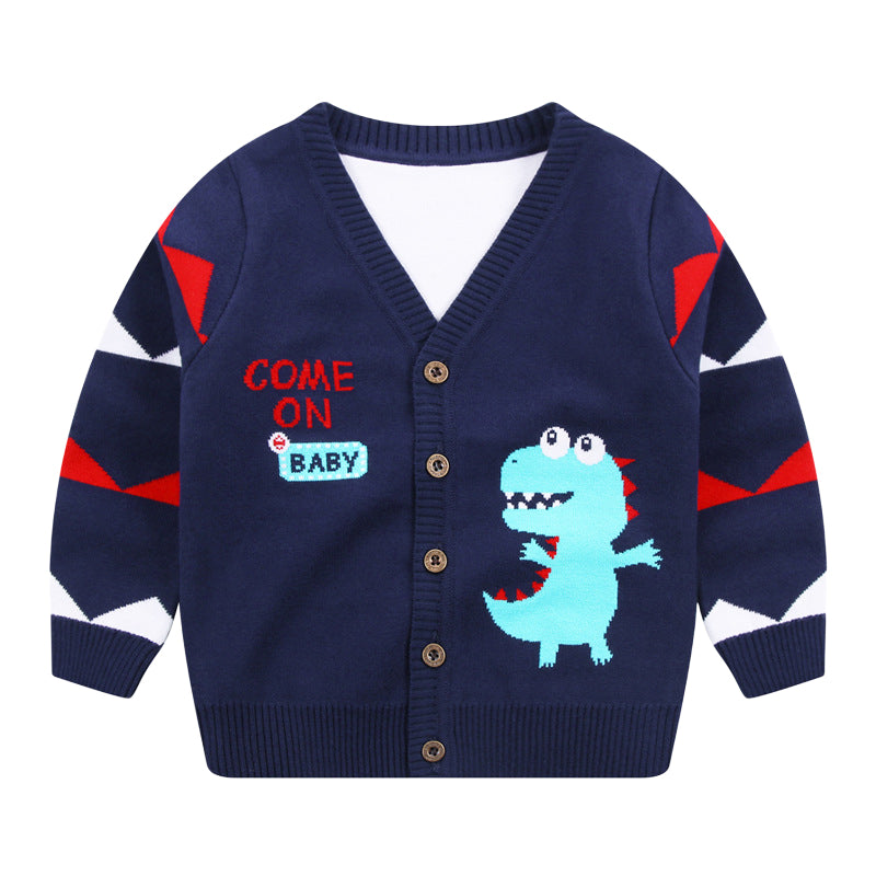 Baby Kid Boys Letters Dinosaur Crochet Cardigan Wholesale 221011138