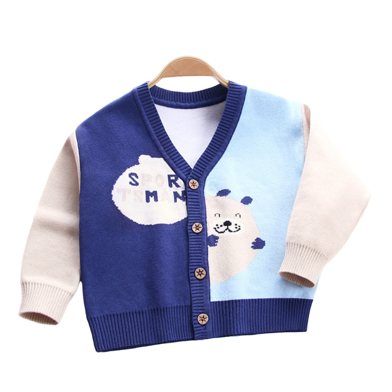 Baby Kid Boys Letters Color-blocking Cartoon Crochet Cardigan Wholesale 221011156
