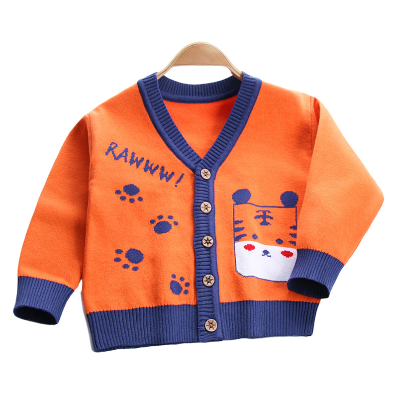 Baby Kid Boys Color-blocking Cartoon Crochet Cardigan Wholesale 221011164