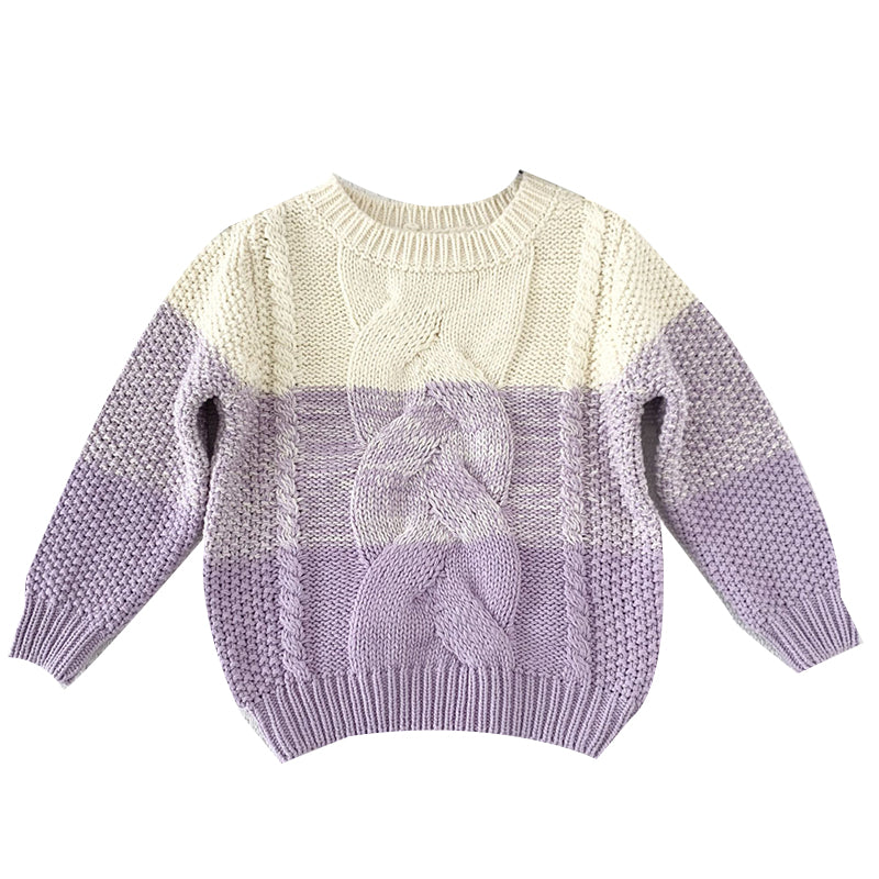 Baby Kid Girls Color-blocking Crochet Sweaters Wholesale 221011165