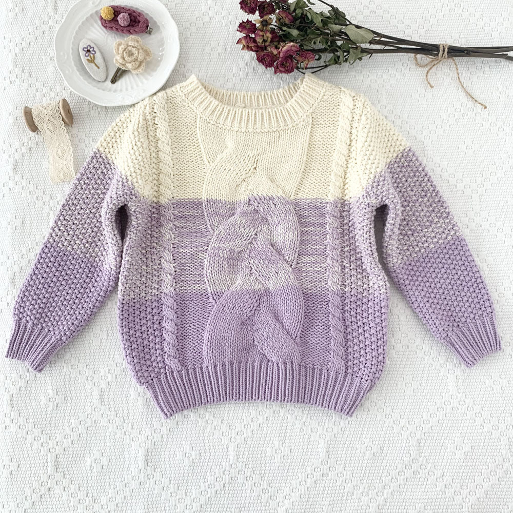 Baby Kid Girls Color-blocking Crochet Sweaters Wholesale 221011165