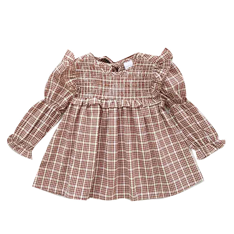 Baby Kid Girls Checked Tops Wholesale 221011166